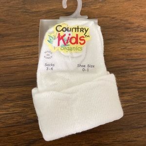 $1 NWT Country Kids Organics White Baby Booties Socks 3-4